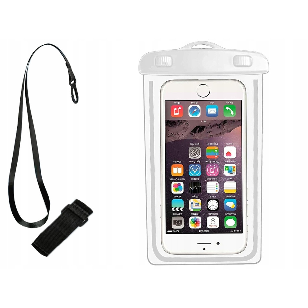 Husa subacvatica waterproof cu snur pentru telefoane, culoare alba