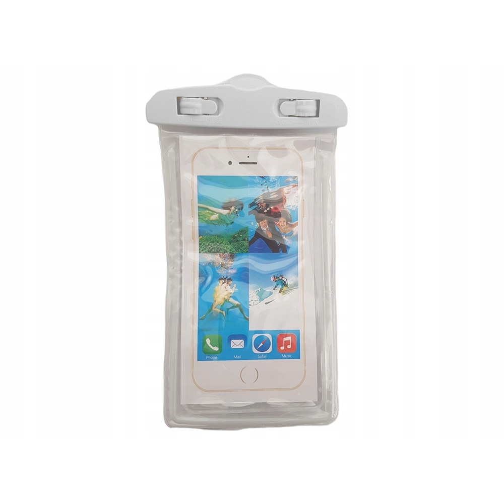 Husa subacvatica waterproof cu snur pentru telefoane, culoare alba