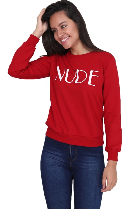 Bluza dama, WildFashion, Bumbac/Poliester, Rosu, Rosu