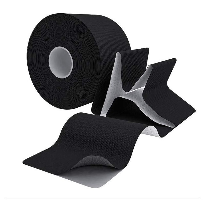 Banda Kinesiologica SIKS® Pentru Suportul Muschilor, Pentru Sportivi Si Atleti, 5M, Negru