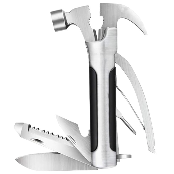 Ciocan multifunctional, TasyPins, Otel, 14in1, Argintiu