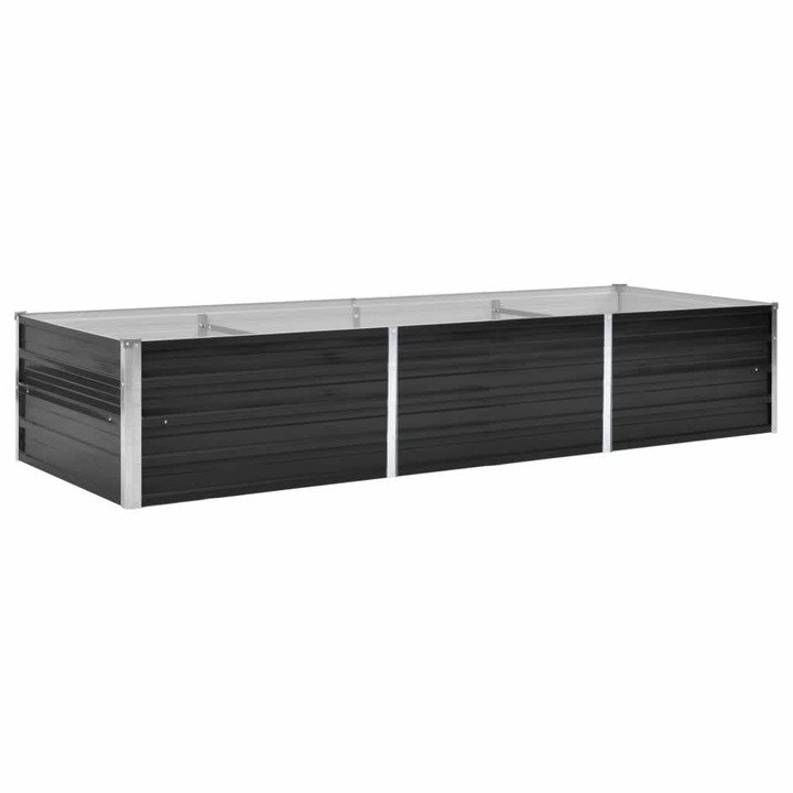 Strat inaltat de gradina vidaXL, antracit, 240x80x45 cm, otel galvanizat, 8.56 Kg