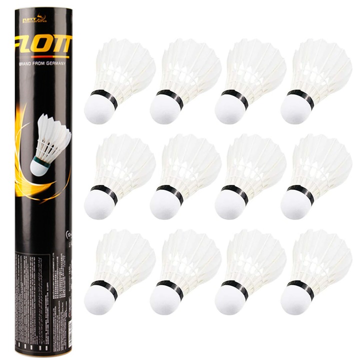 Set 12 Fluturasi badminton din pene FLOTT, FBD0600-1