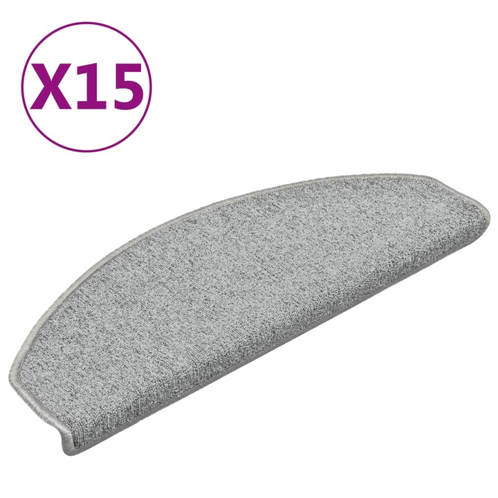 vidaXL 15 db világosszürke lépcsőszőnyeg 65 x 24 x 4 cm 322371