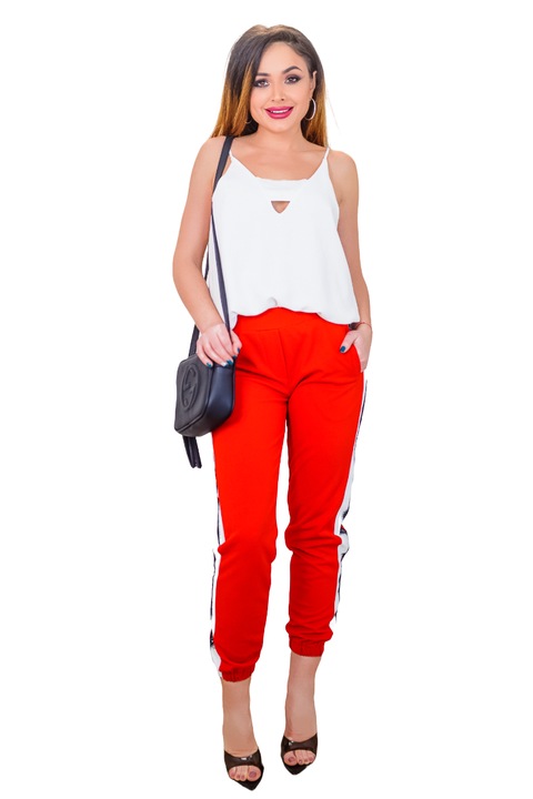 Női nadrág, WildFashion, poliészter, 1240, Piros