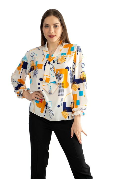 Bluza dama 817-1, Alb/Portocaliu