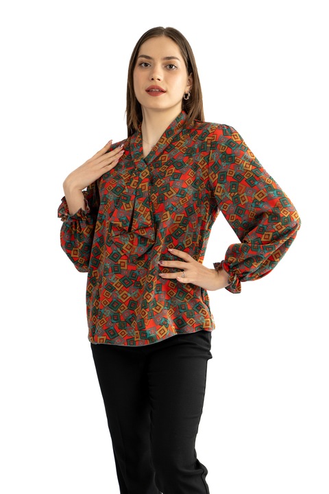 Bluza dama 817-1, Rosu/Verde