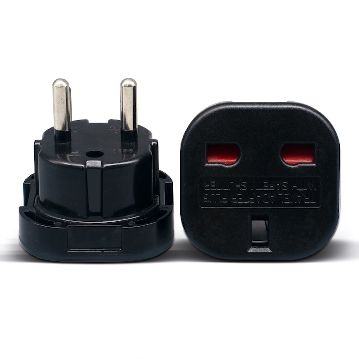 UK-EU adapter készlet, 2 db, fekete