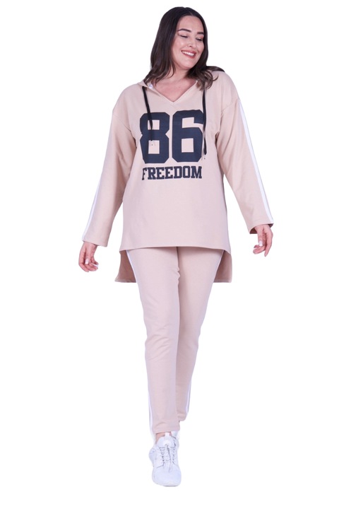 Compleu dama, WildFashion, Poliester, Bej, Bej