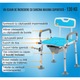 Scaun cu WC de Camera GABOS™, din aluminiu si plastic dur, cu suport hartie igienica, toaleta mobila cu inaltime reglabila, perie silicon WC, 100x manusi silicon, 20x pungi cu burete absorbant, 2x vase de colectare incluse