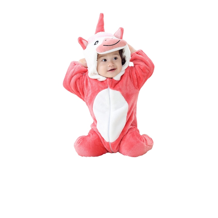 Kigurumi gyerek pizsama WildFashion, Polár, Piros/Fehér, Piros/Fehér