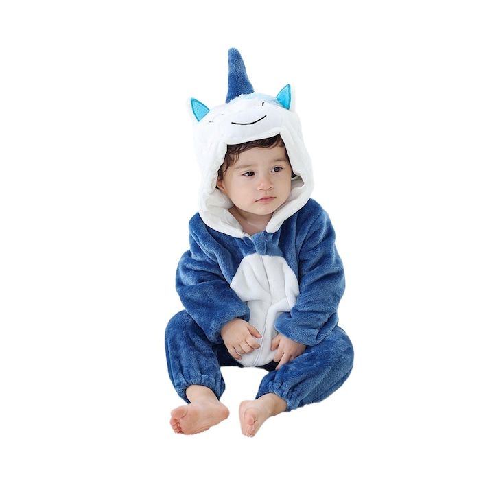 Kigurumi gyerek pizsama WildFashion, kék/fehér, Fehér/Kék