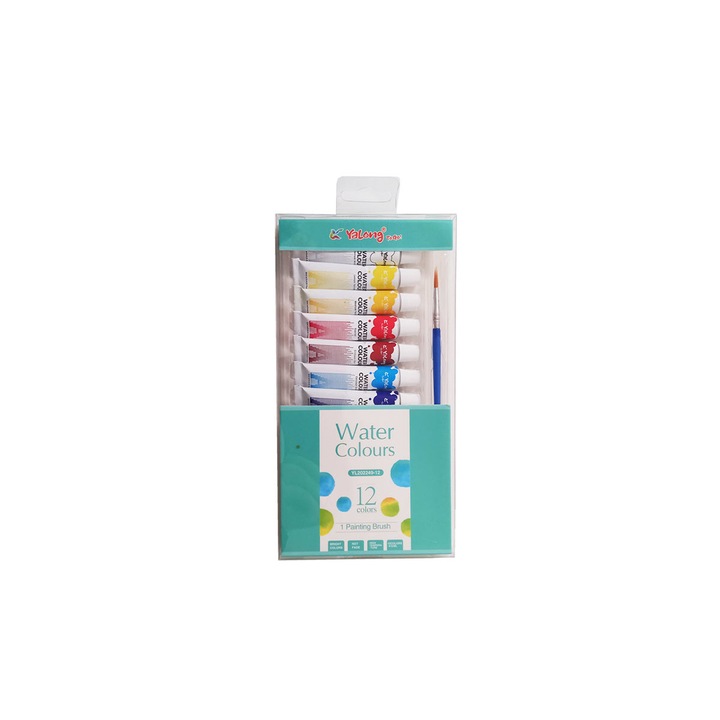Tempera watercolor 12 culori/cutie, tub 12ml - Yalong