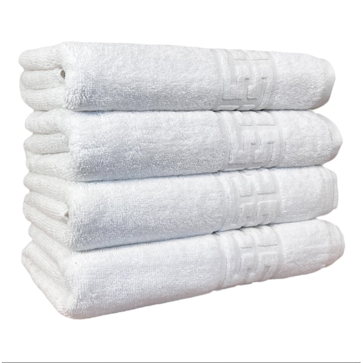 Set 4 Prosoape luxury, 50x90cm, bumbac pakistanez, 620g/m², greek border