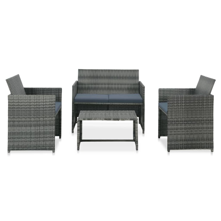 VidaXL 4-részes szürke polyrattan kerti bútorszett párnákkal 29.5 kg