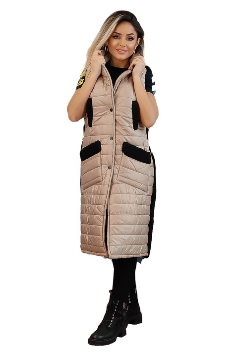 Vesta dama, WildFashion, 227361, Poliester, Crem/Negru, XL INTL