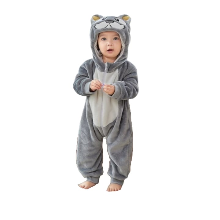 Детска пижама Kigurumi WildFashion, Полар, Сива, Сив