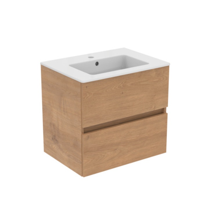 Set mobilier suspendat Ideal Standard Eurovit + 60 cm stejar, cu lavoar Tempo