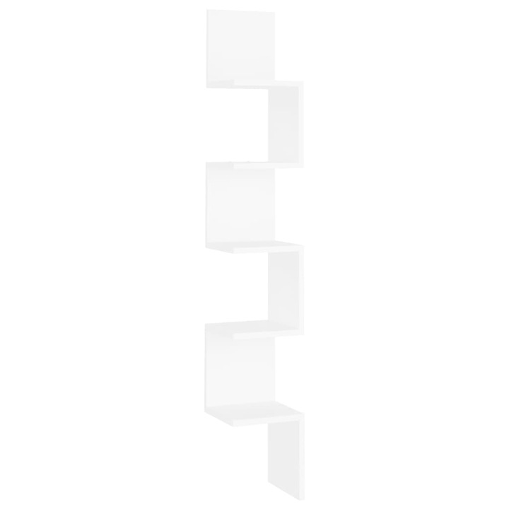 Стенен ъглов рафт vidaXL, бял, 20x20x127,5 см, инженерно дърво, 3.59 Kg