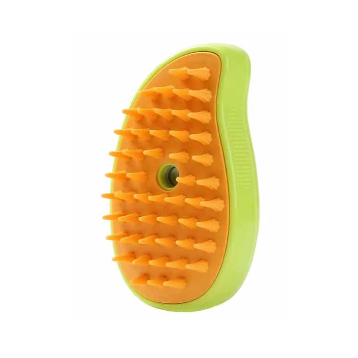 Perie multifunctionala pentru animale de companie, cu aburi, pulverizare si dozator incorporat, ideala in ingrijirea delicata a pisicilor si eliminarea eficienta a parului cazut, reincarcabila prin USB, Verde