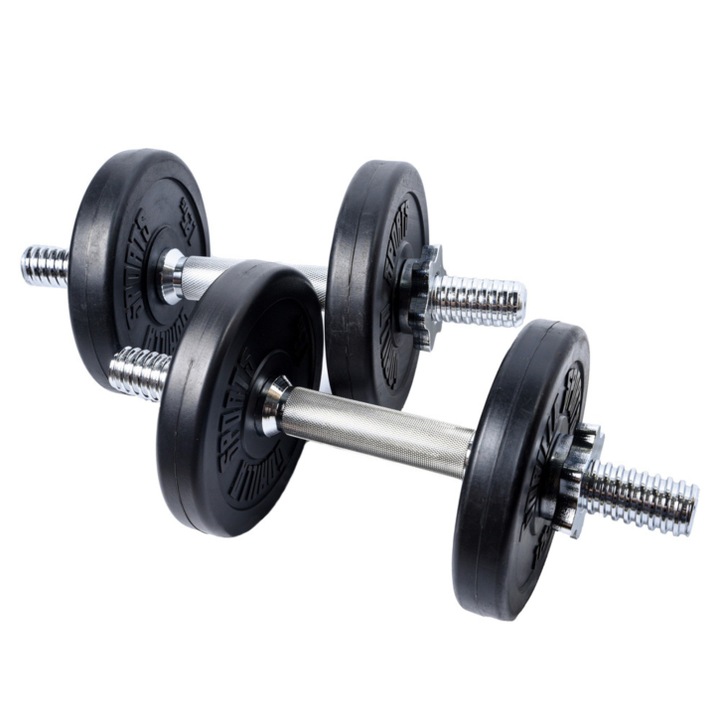 Set gantere reglabile, 10 kg, cu discuri din ciment, Gorilla Sports