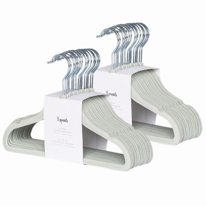 Set 30 umerase haine copii, 3 sprouts, Metal/Spuma, 29x20.5 cm, Gri/Argintiu