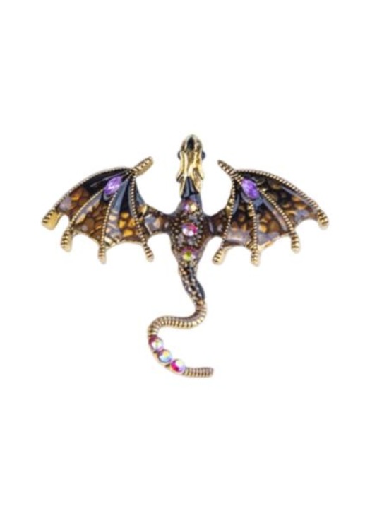 Brosa dama, Model Dragon, Metal, 6.8x6cm, Multicolor