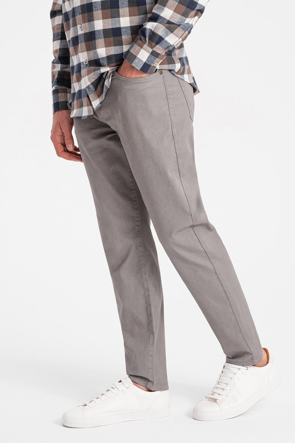 OMBRE, Pantaloni cu talie medie, Grej, L