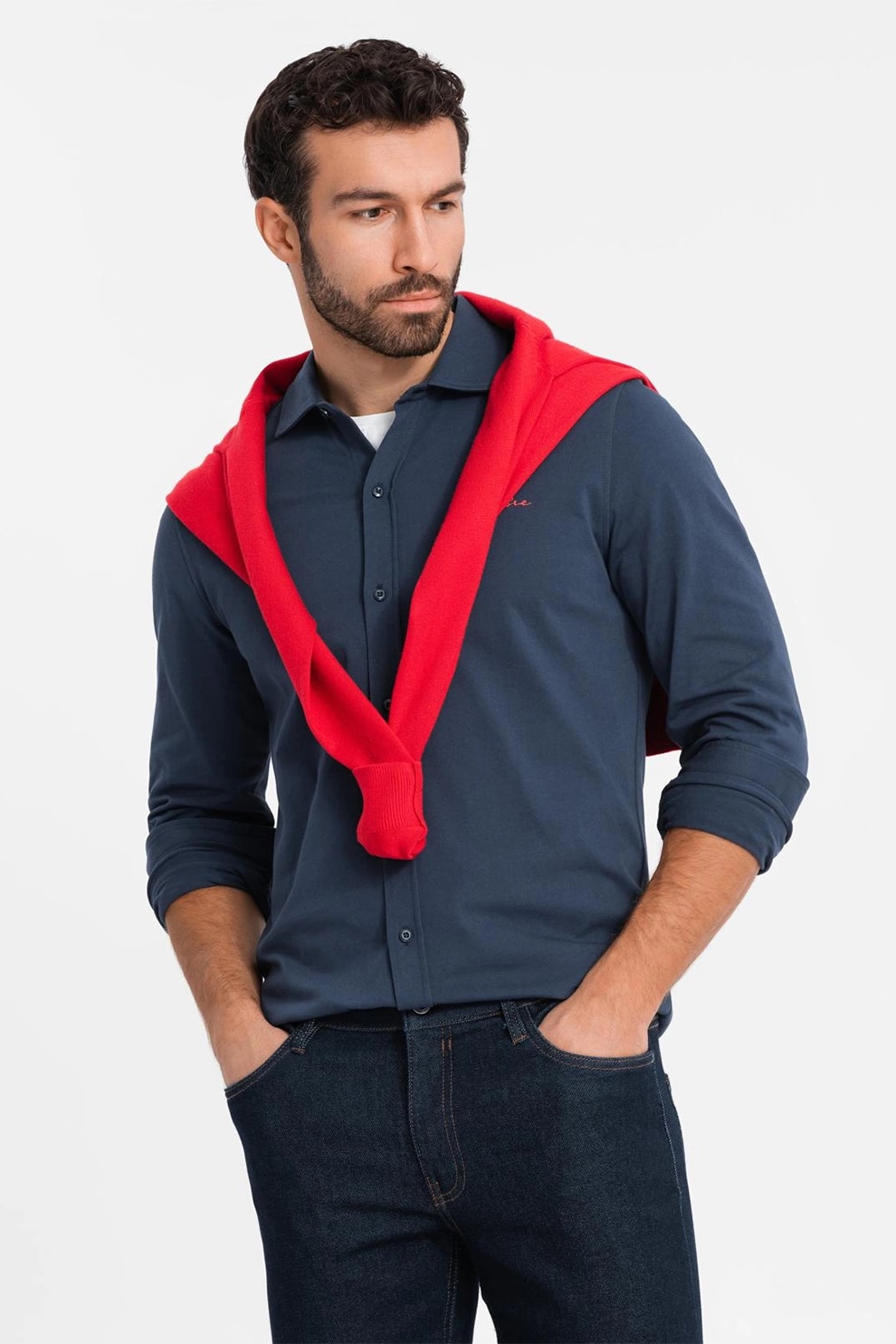 OMBRE, Camasa regular fit de bumbac, Bleumarin, S