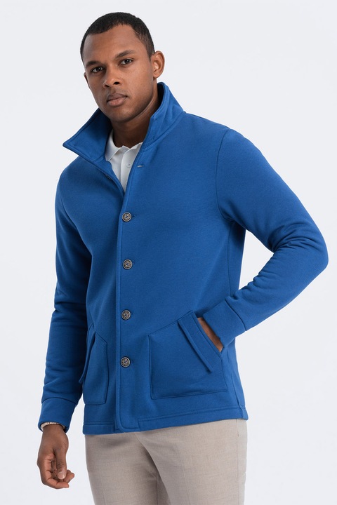 OMBRE, Пуловер с копчета и предни джобове, Кралско Синьо
