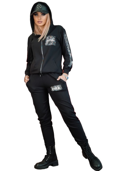 Compleu dama, WildFashion, Poliester/Viscoza, 2004, Negru, L-XL