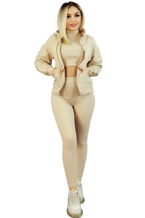 Compleu dama, WildFashion, 226227, Bumbac/Poliester, Bej, M INTL