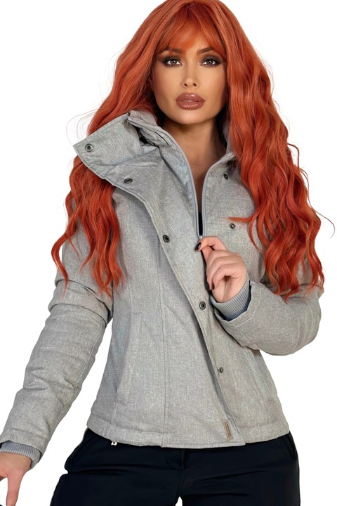 Dzseki kapucnival és elöl dupla cipzárral, Szürke