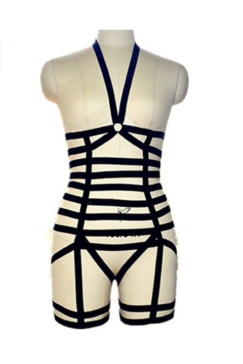 Lenjerie sexy dama, WildFashion, Poliester, 592, Negru, One Size