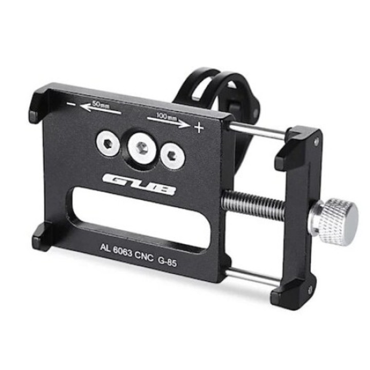 Suport telefon pentru bicicleta, GUB, by OZ, Aluminiu, 50-100mm, Negru