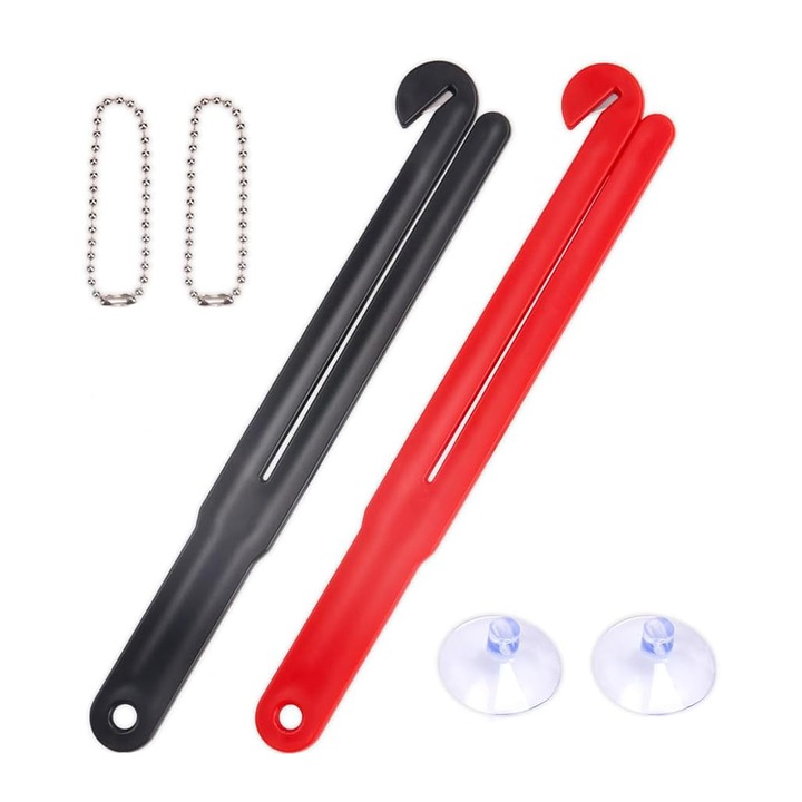 Комплект 2 изцеждащи торбички за храна, BOMSTOM, Inox/Plastic, Red/Black