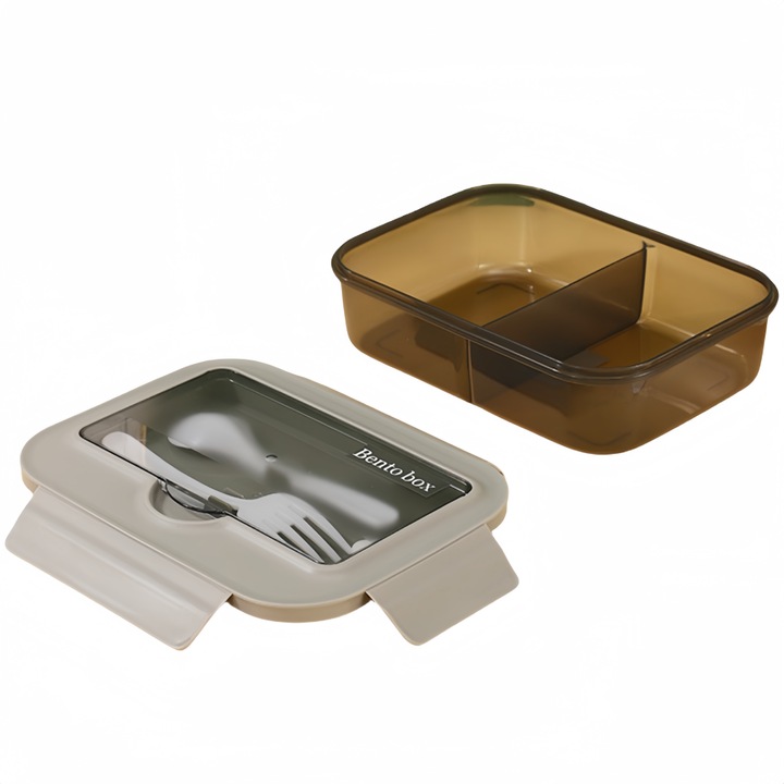 Cutie pentru pranz, MunDeir®, Polipropilena/Silicon, 20.1 x 14.5 x 5cm, 1000ml, Gri