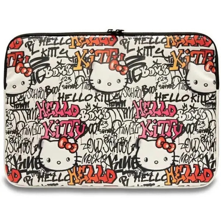 Husa pentru Laptop, 14 - Hello Kitty Sleeve Zip PU Tags Graffiti (HKCSZPDGPTE) - Beige"