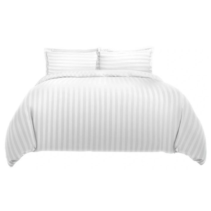 Lenjerie de pat hoteliera din damasc 160x200 cm, set 3 piese, din bumbac