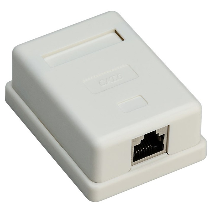 Мрежов контакт Goobay, 1 порт RJ45, бял, 25x50x65.9mm