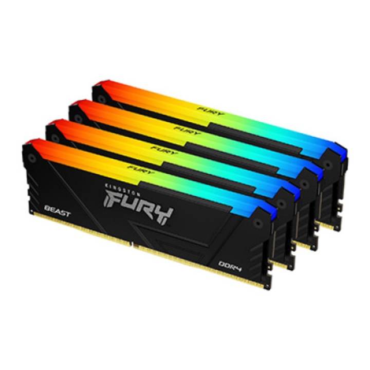 Комплект памет RAM Kingston Technology FURY Beast RGB, 4x16GB, DDR4, 2666MT/s