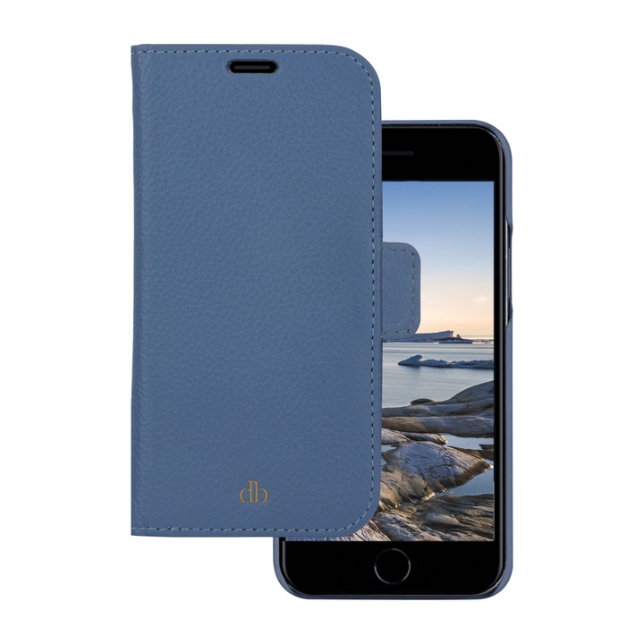 Husa dbramante1928 New York, albastru, 3 buzunare card, pentru iPhone SE/8/7