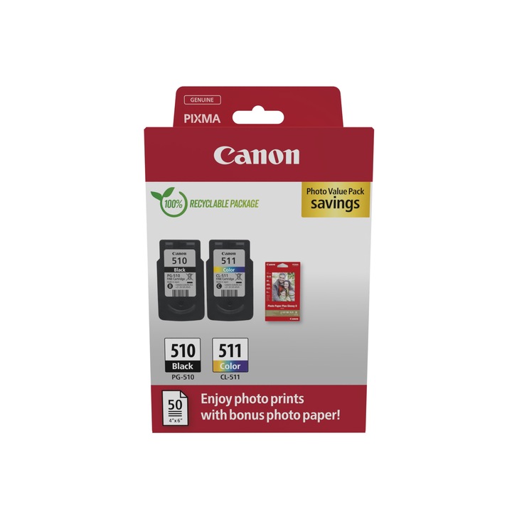 Canon PG-510B/CL511 Multipack tintapatron + fotópapír, 236122, Patron