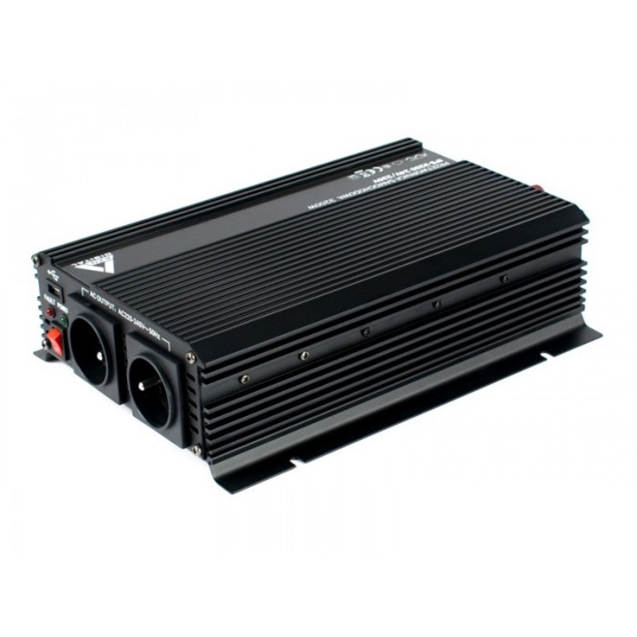 Autó feszültség invertor, AZO DIGITAL, Alumínium, 24 VDC/230 VAC, 3200W, Fekete
