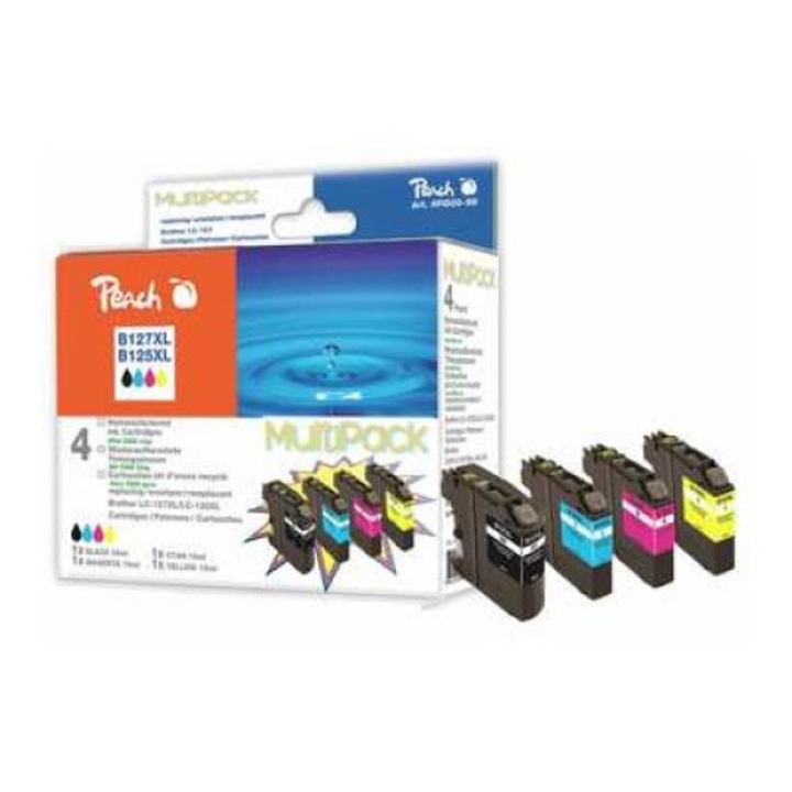 Peach PI500-91 tintapatron szett, fekete/ciánkék/magenta/sárga, 34ml/45ml