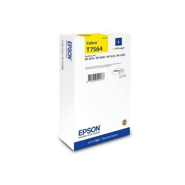 Tintapatron EPSON C13T75644N, nagy kapacitású, sárga, 1500 oldal