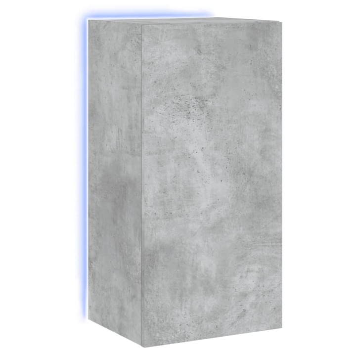 Comoda TV de perete cu lumini LED vidaXL, gri beton, 40,5x35x80 cm, 15.9 Kg