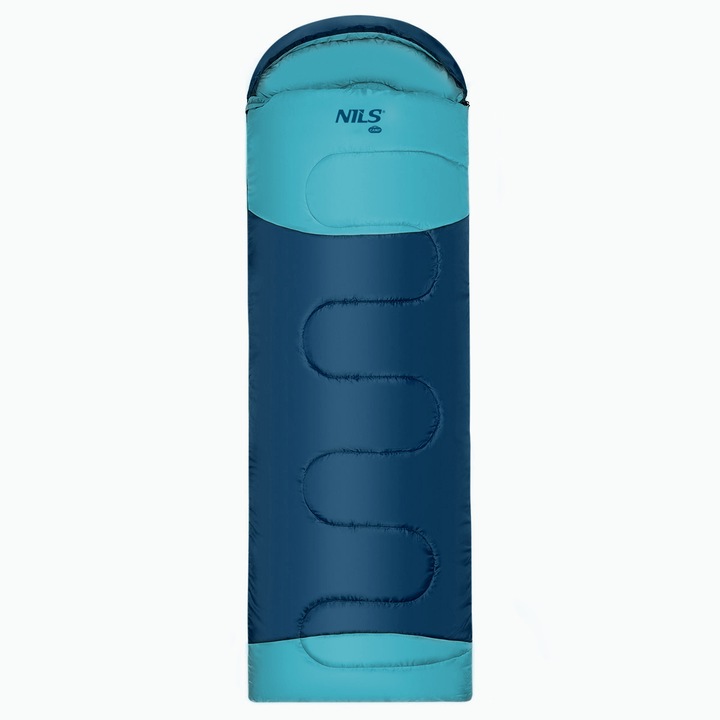 Спален чувал NILS CAMP NC2008, топлоизолация, специални шевове, светло син, 185x30x75см