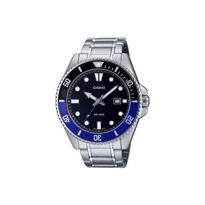 Мъжки часовник Casio, Collection MDV, Аналогов 756948501, Сребрист, Черен/Син