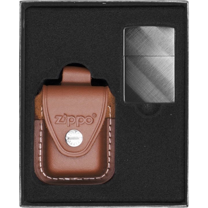 Set bricheta si husa, Zippo, Crom/Maro